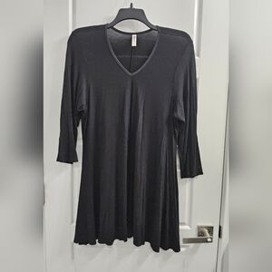 24Seven Black V-Neck Comfort Dress Apparel